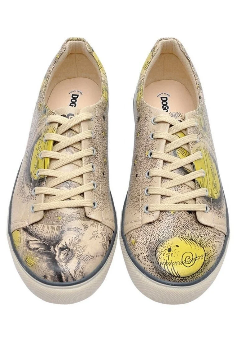 Men Vegan Leather Beige Sneakers - Universe Design