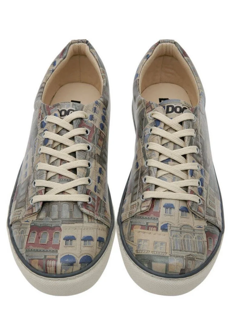 Men Vegan Leather Beige Sneakers - Frame of Mind Design