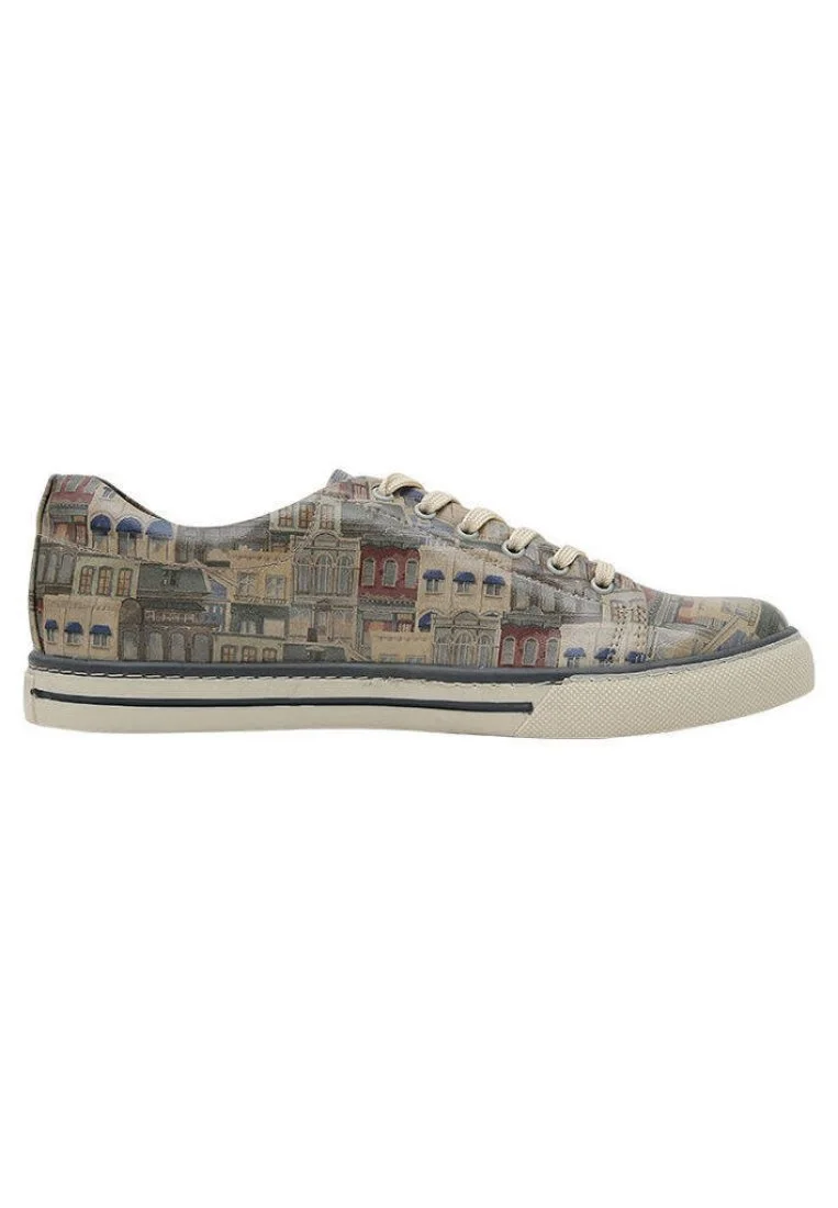 Men Vegan Leather Beige Sneakers - Frame of Mind Design