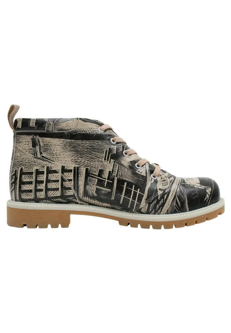 Men Vegan Leather Black Ankle Boots - No Limits Design
