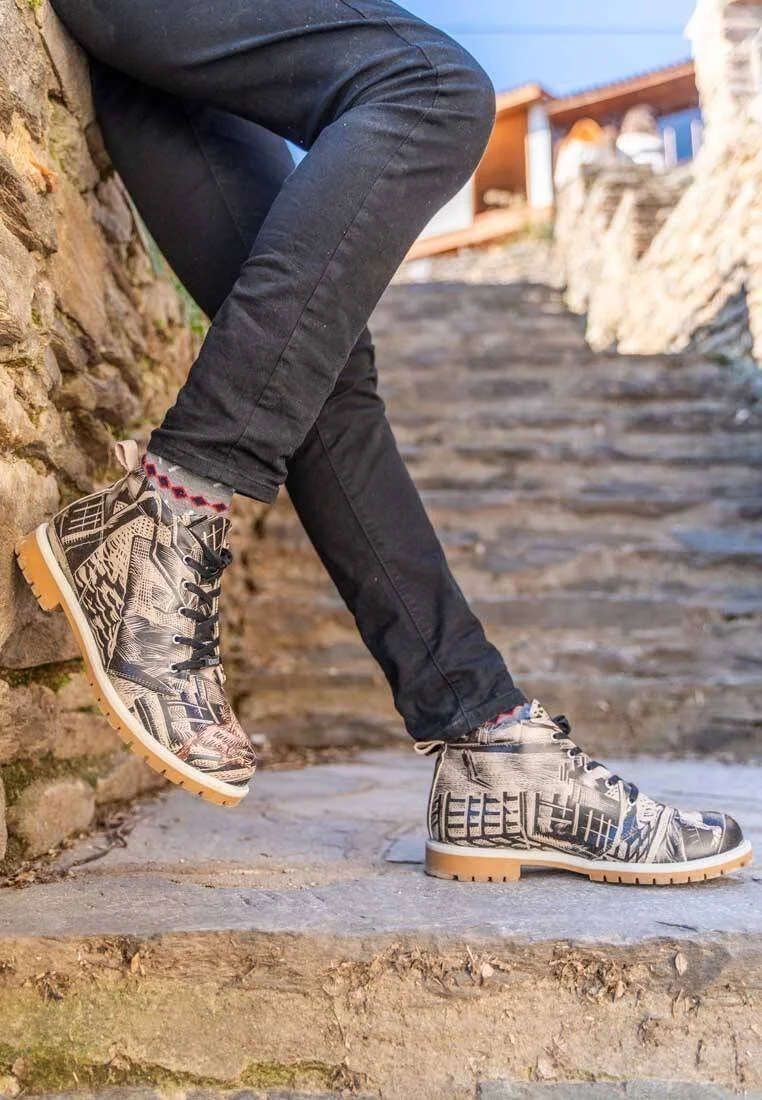 Men Vegan Leather Black Ankle Boots - No Limits Design