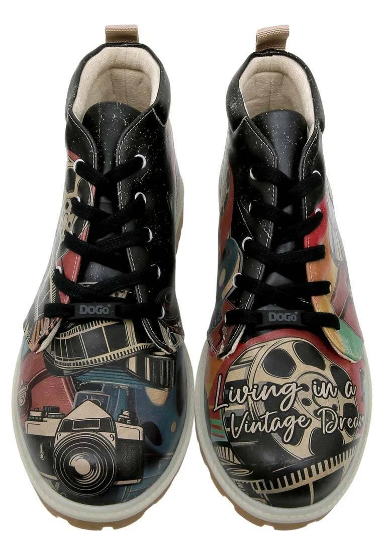 Men Vegan Leather Black Ankle Boots - Living in a Vintage Dream Design