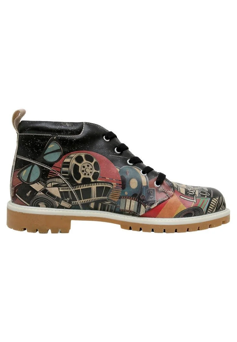 Men Vegan Leather Black Ankle Boots - Living in a Vintage Dream Design