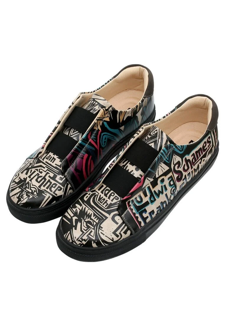 Men Vegan Leather Black Slip On Sneakers - Ludwig Design