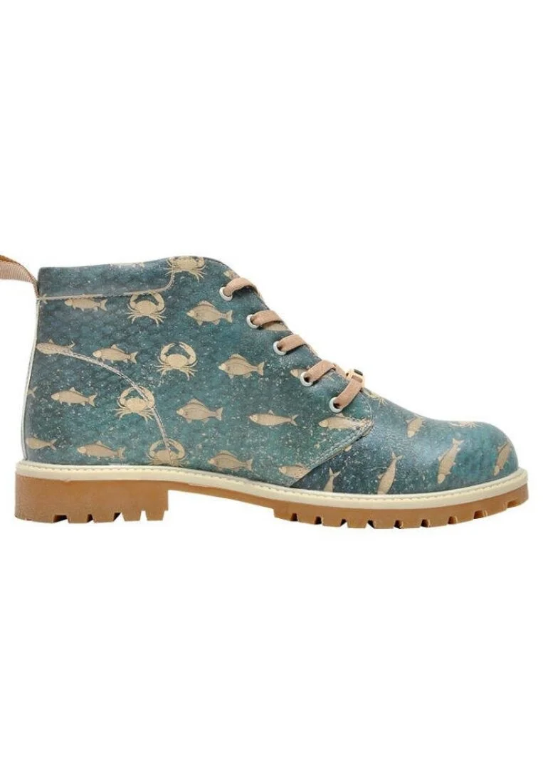 Men Vegan Leather Blue Ankle Boots - Fauna Design
