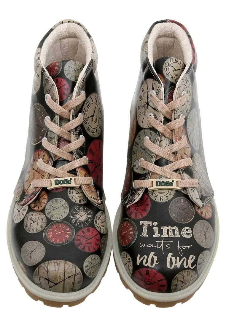 Men Vegan Leather Multicolor Ankle Boots - Time Waits For No-One Design
