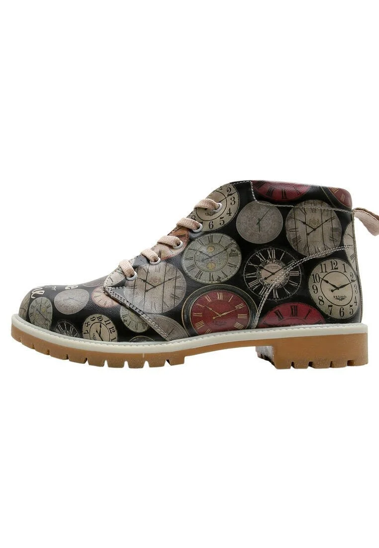 Men Vegan Leather Multicolor Ankle Boots - Time Waits For No-One Design
