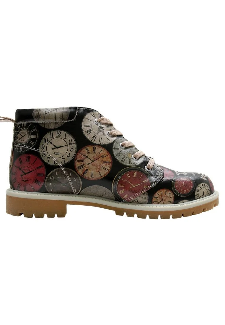 Men Vegan Leather Multicolor Ankle Boots - Time Waits For No-One Design