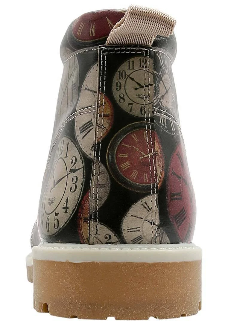 Men Vegan Leather Multicolor Ankle Boots - Time Waits For No-One Design