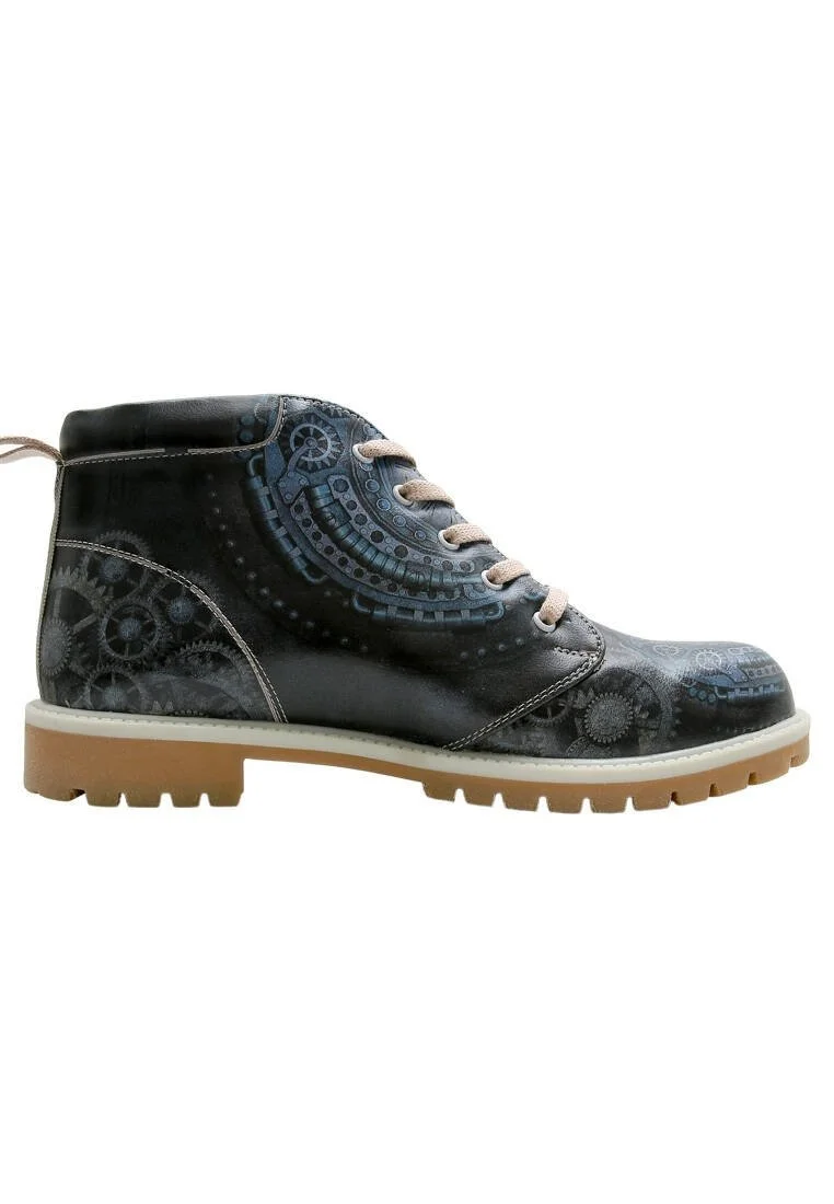 Men Vegan Leather Navy Ankle Boots - Times Up Deer Design