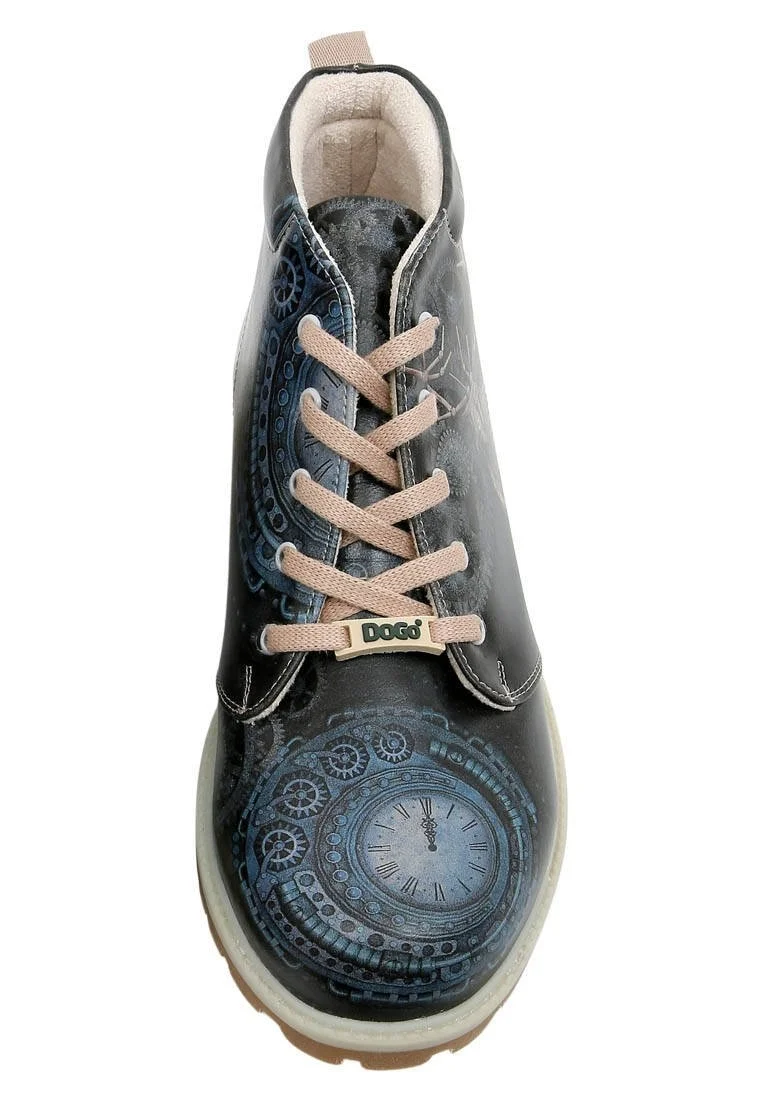 Men Vegan Leather Navy Ankle Boots - Times Up Deer Design