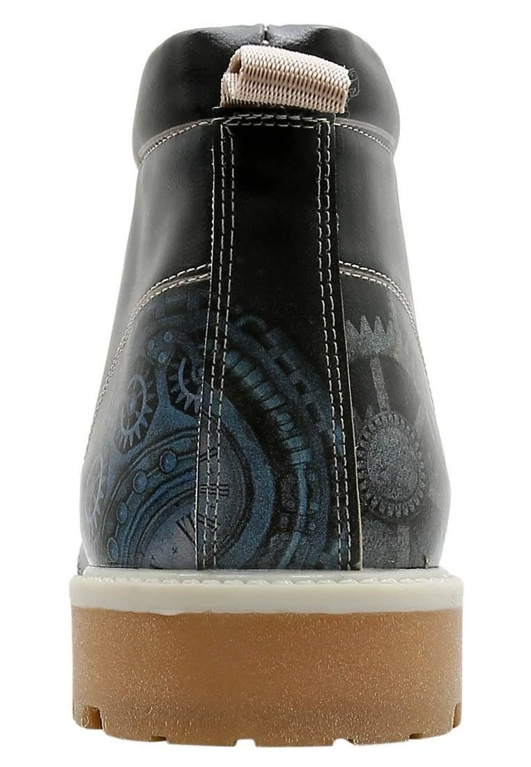 Men Vegan Leather Navy Ankle Boots - Times Up Deer Design