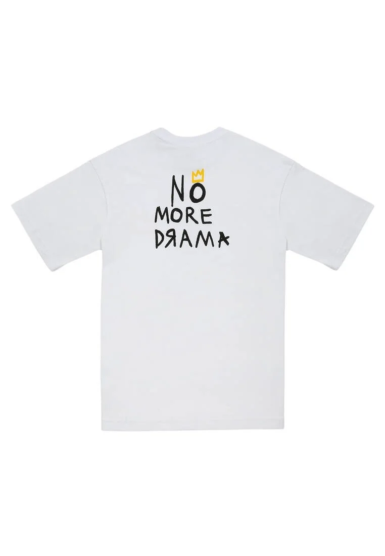 Men Vegan White T-Shirt - No More Drama Design