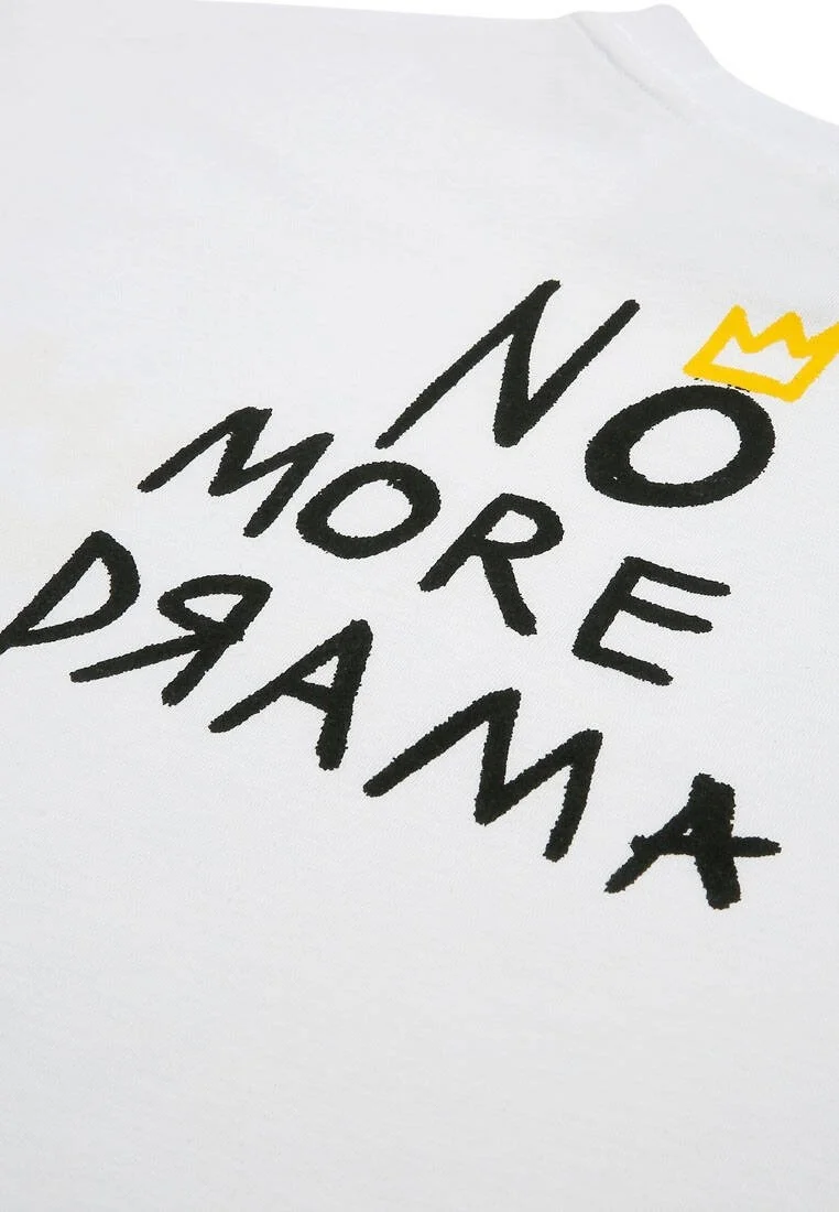 Men Vegan White T-Shirt - No More Drama Design