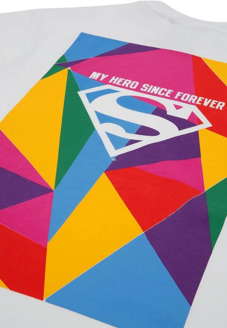 Men Vegan White T-Shirt - Warner Bros My Hero Since Forever Superman Design