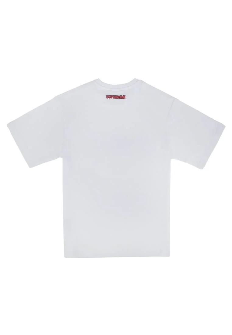 Men Vegan White T-Shirt - Warner Bros Looney Tunes x Superman Design