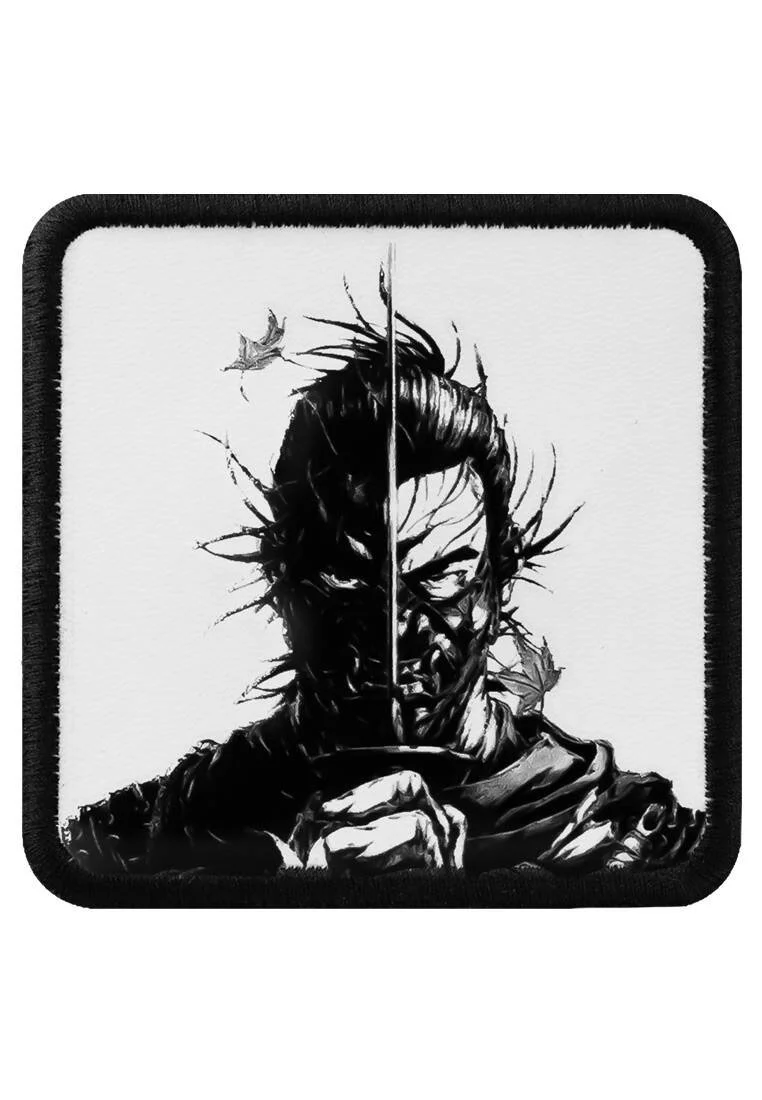 Unisex Siyah Değiştirilebilir Şapka Sticker- Samurai Portrait Tasarım