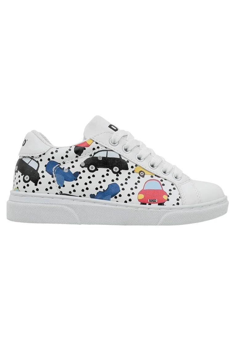 Unisex Çocuk Vegan Deri Beyaz Sneakers - Just Go Somewhere Tasarım