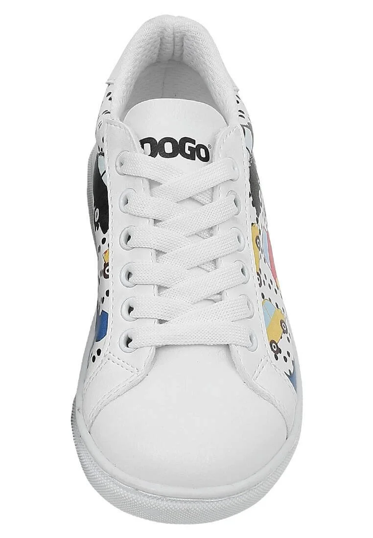 Unisex Çocuk Vegan Deri Beyaz Sneakers - Just Go Somewhere Tasarım