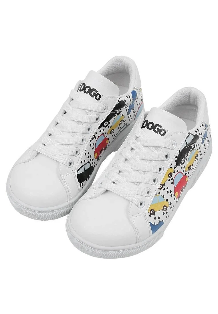 Unisex Çocuk Vegan Deri Beyaz Sneakers - Just Go Somewhere Tasarım