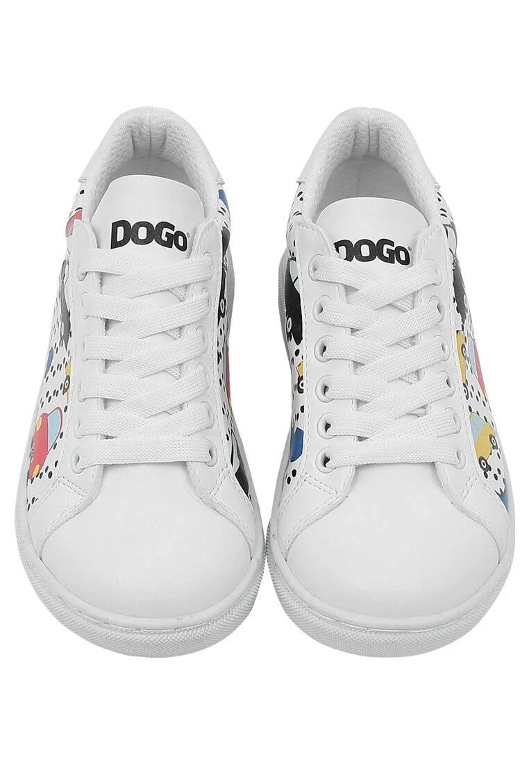 Unisex Çocuk Vegan Deri Beyaz Sneakers - Just Go Somewhere Tasarım