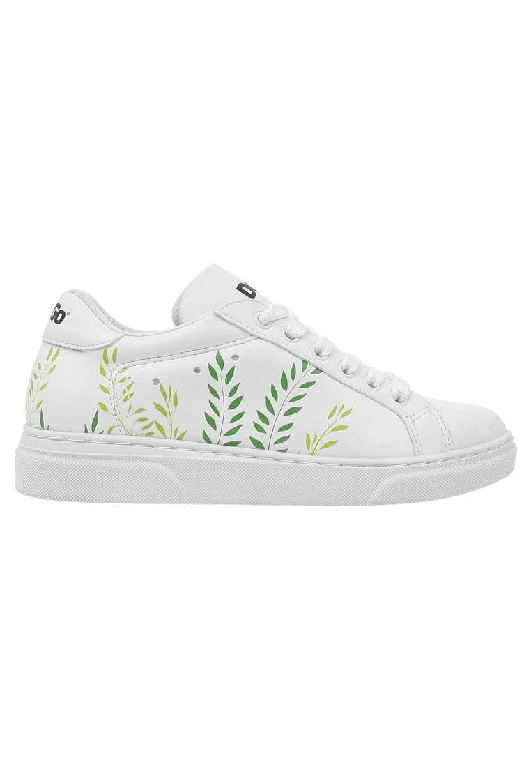 Unisex Çocuk Vegan Deri Beyaz Sneakers - It's Not Easy Being Green Tasarım