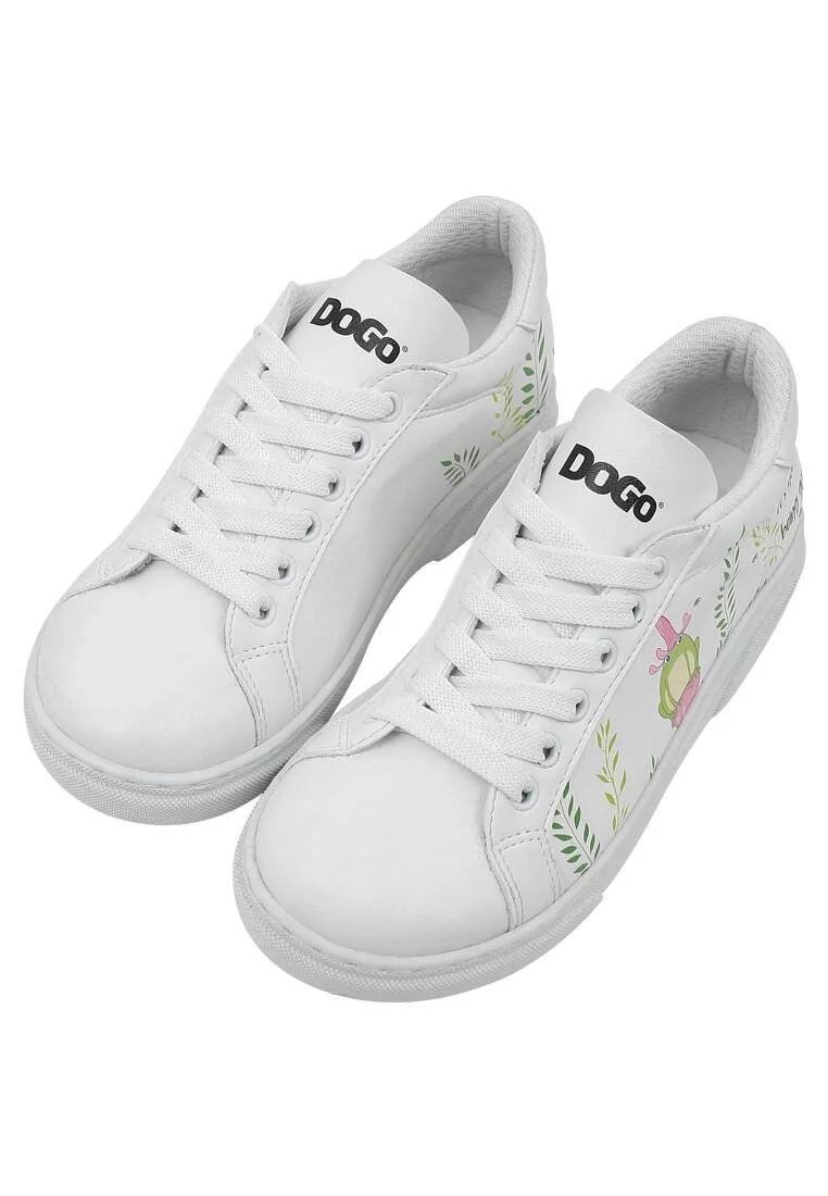 Unisex Çocuk Vegan Deri Beyaz Sneakers - It's Not Easy Being Green Tasarım