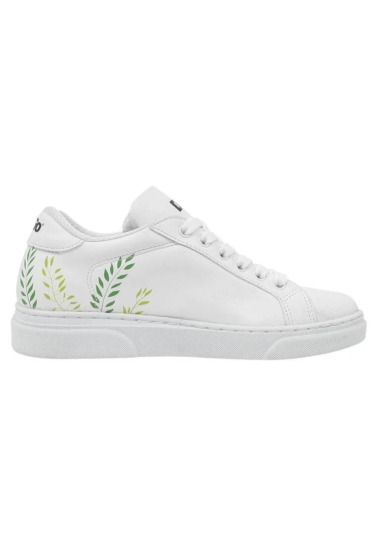 Unisex Çocuk Vegan Deri Beyaz Sneakers - It's Not Easy Being Green Tasarım
