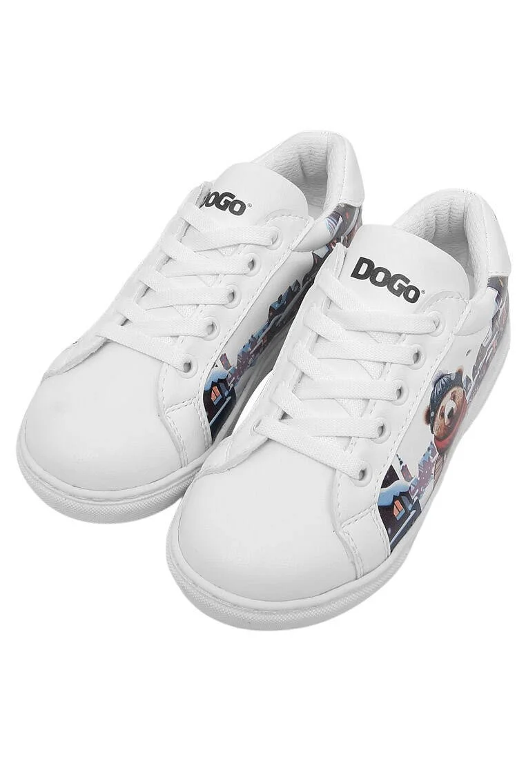 Unisex Çocuk Vegan Deri Beyaz Sneakers - Mr Bear Tasarım