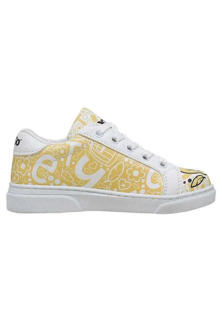 Unisex Çocuk Vegan Deri Beyaz Sneakers - Warner Bros Tweety Feeling Happy Tasarım