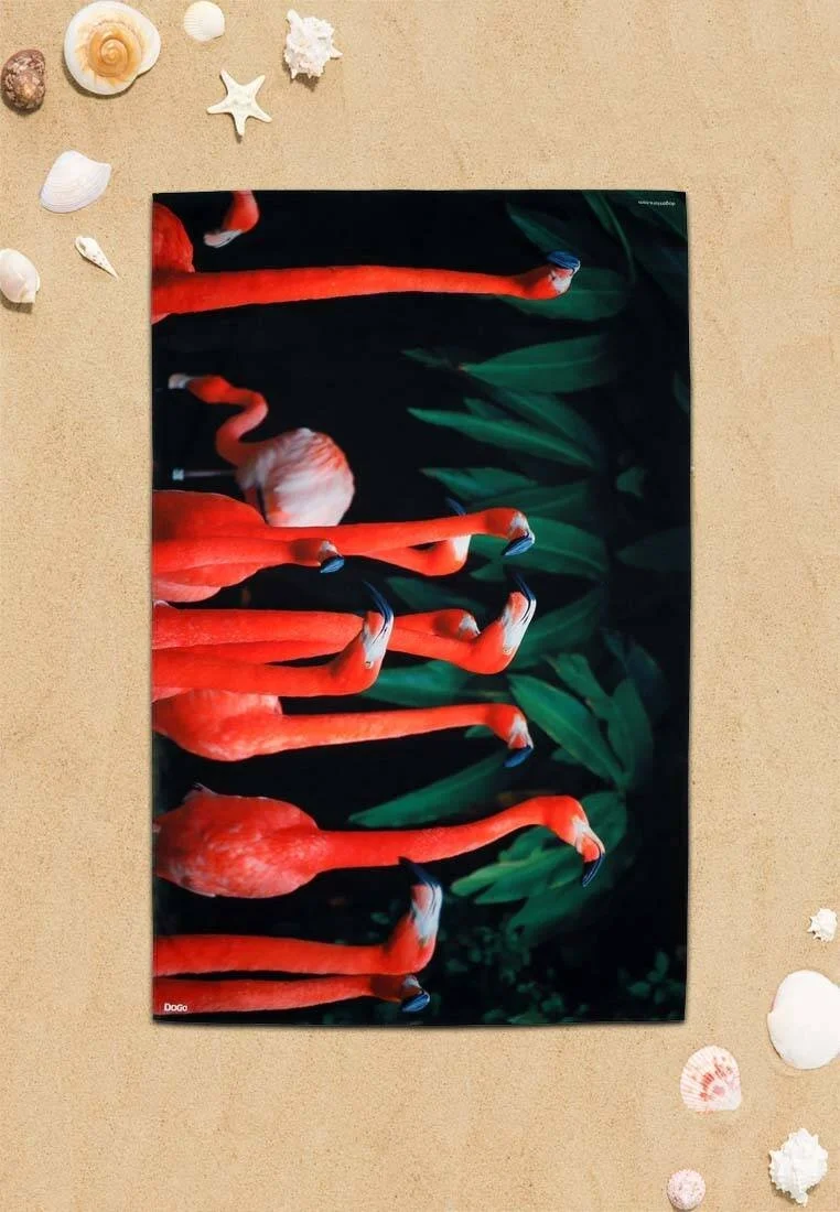 Unisex Çok Renkli Dogo Mare Deniz Havlusu - Flamingos Tasarım