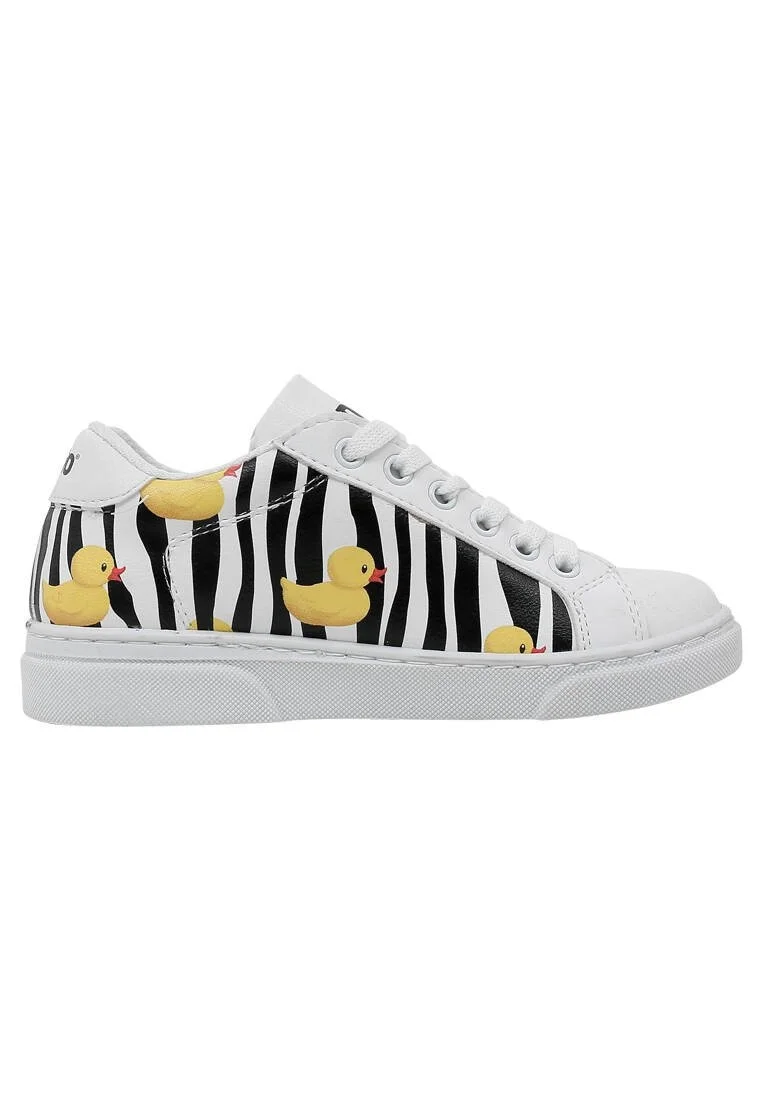 Unisex Enfants Vegan Blanc Baskets - Ducky Motif