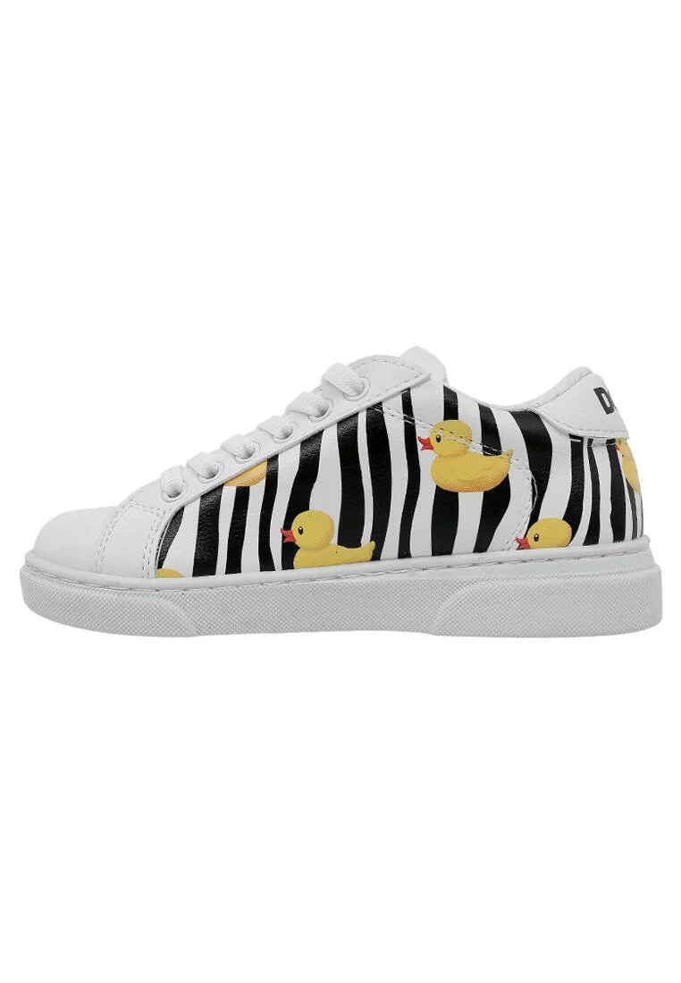 Unisex Enfants Vegan Blanc Baskets - Ducky Motif