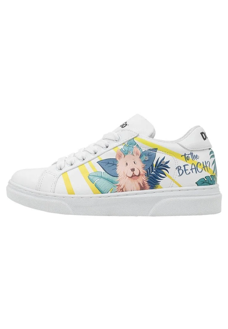 Unisex Kids Vegan Leather White Sneakers - To the Beach Design