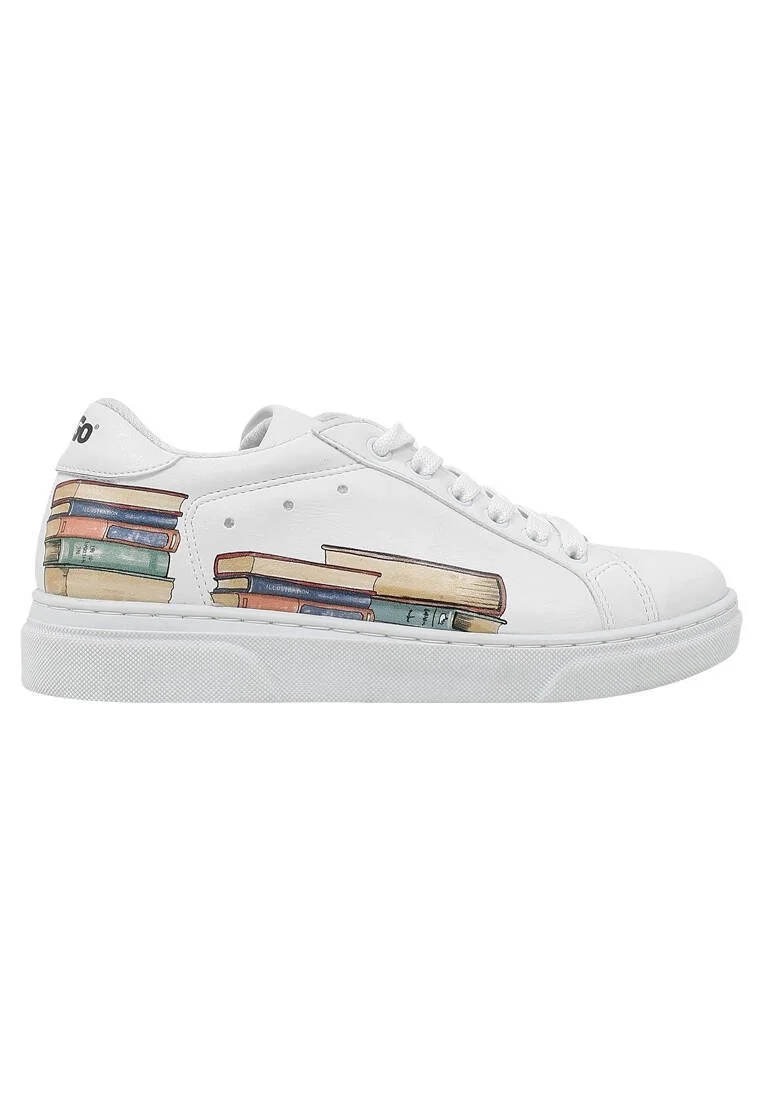 Unisex Kids Vegan Leather White Sneakers - The Wise Owl Design