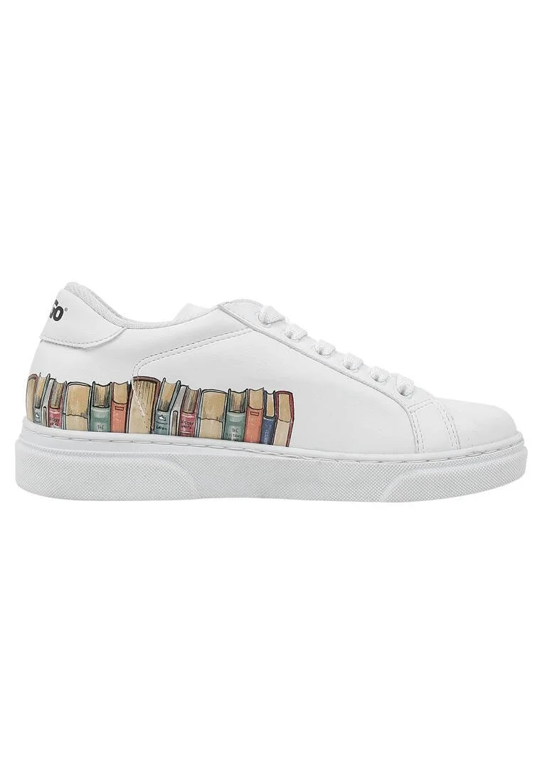 Unisex Kids Vegan Leather White Sneakers - The Wise Owl Design