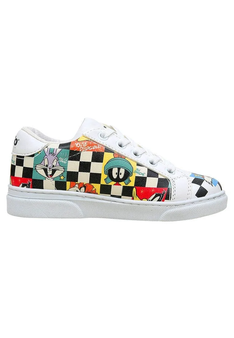 Unisex Kids Vegan Leather White Sneakers - Warner Bros You're Despicable Design