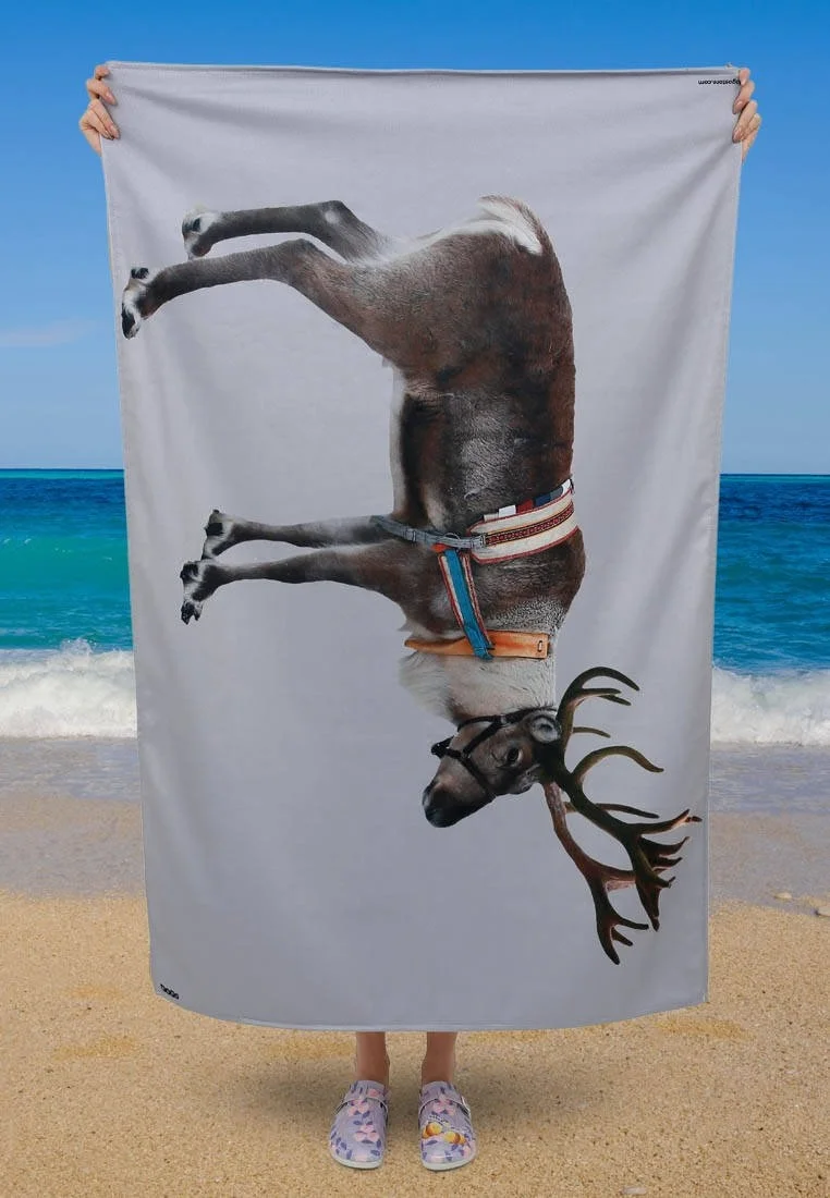 Unisex Multicolor Dogo Mare Beach Towel - Reindeer Design