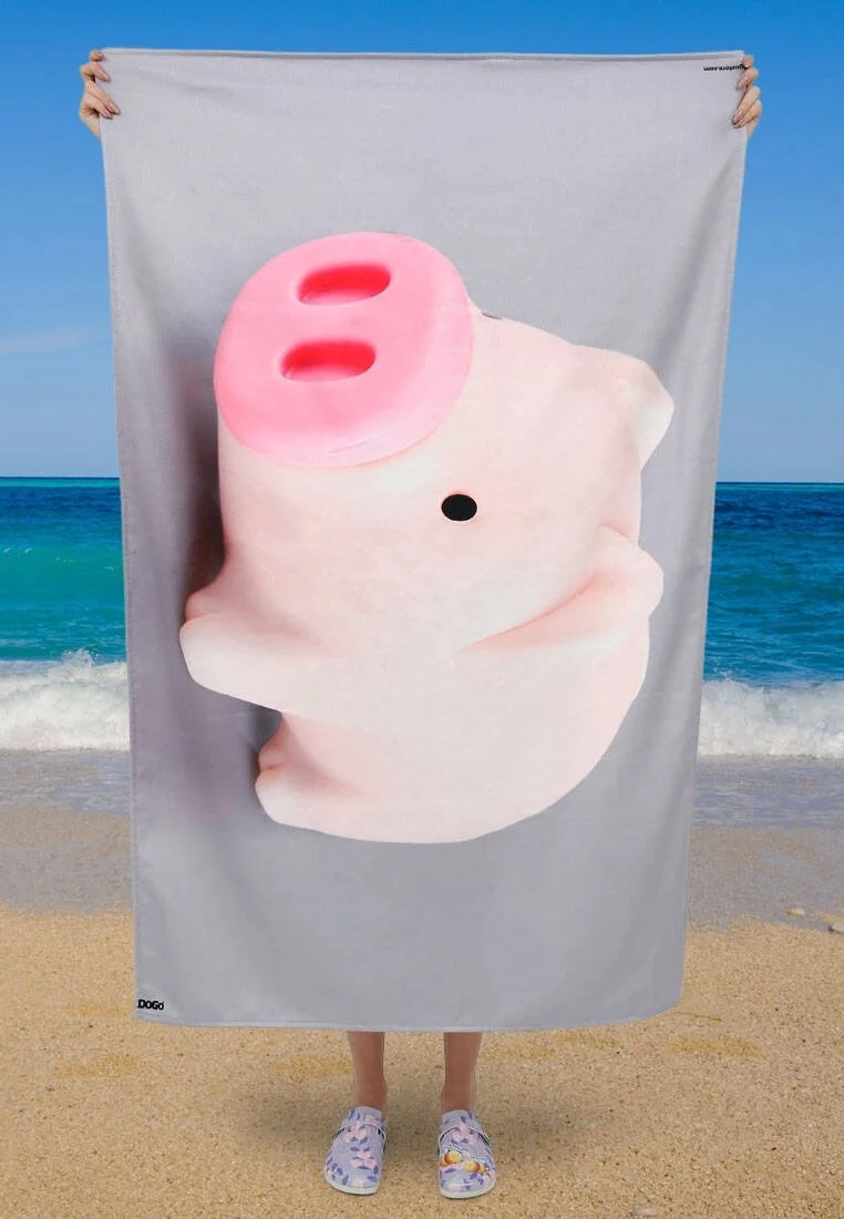 Unisex Multicolor Dogo Mare Beach Towel - Piggy Gray Design