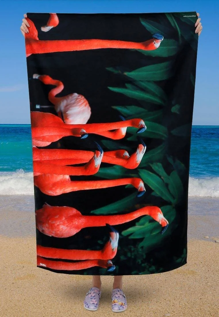 Unisex Multicolor Dogo Mare Beach Towel - Flamingos Design