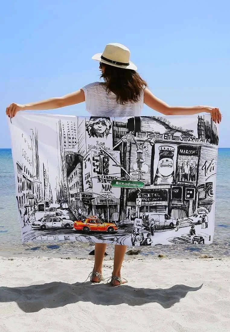Unisex Multicolore Serviette de Plage - Broadway Motif