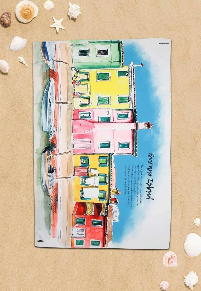 Unisex Multicolore Serviette de Plage - Burano Island Motif
