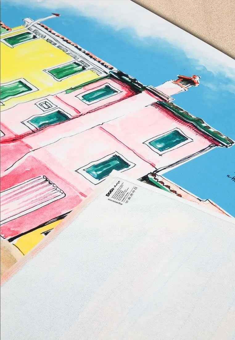 Unisex Multicolore Serviette de Plage - Burano Island Motif
