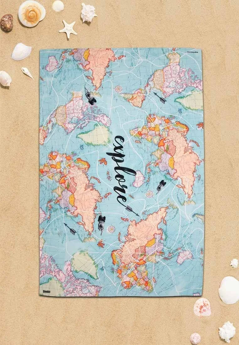 Unisex Multicolore Serviette de Plage - Explore Motif