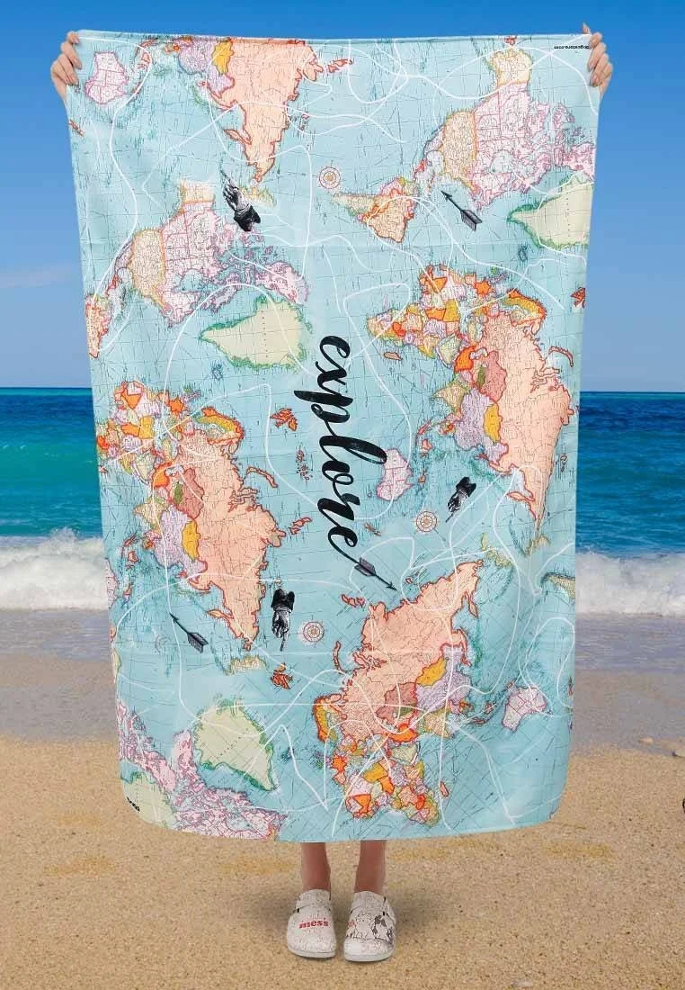 Unisex Multicolore Serviette de Plage - Explore Motif