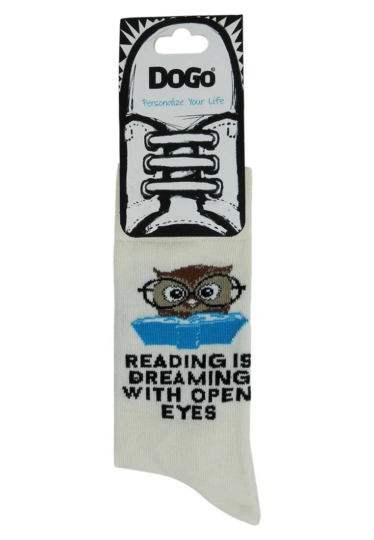 Unisex Vegan Beige Socks - The Wise Owl Design