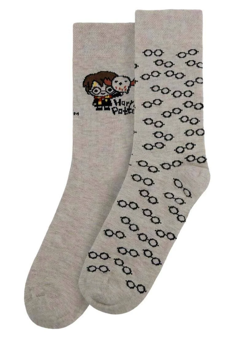 Unisex Vegan Beige Socks - Warner Bros Friends Till Eternity Harry Potter Design