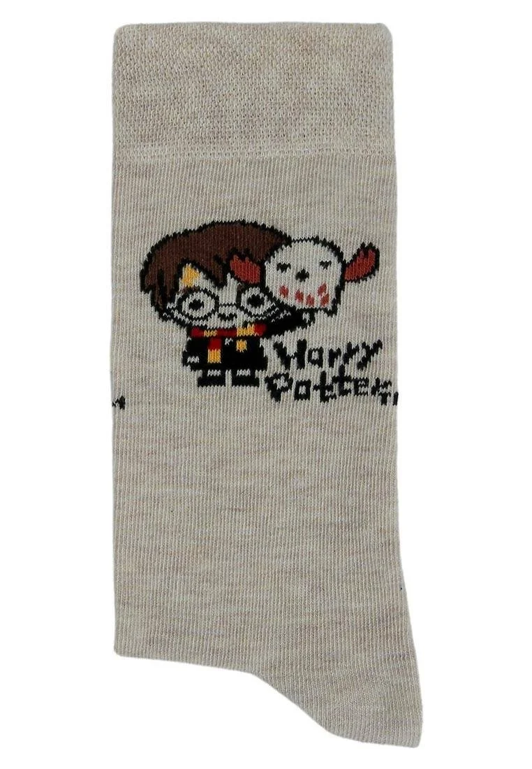 Unisex Vegan Beige Socks - Warner Bros Friends Till Eternity Harry Potter Design