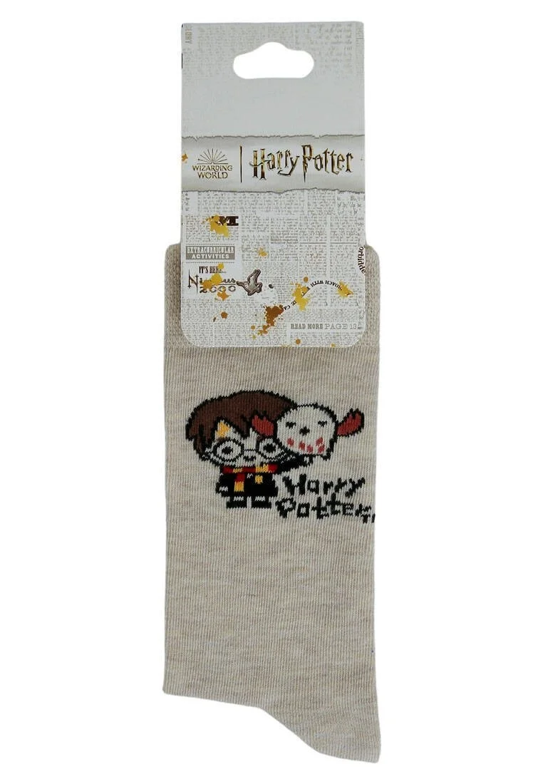 Unisex Vegan Beige Socks - Warner Bros Friends Till Eternity Harry Potter Design