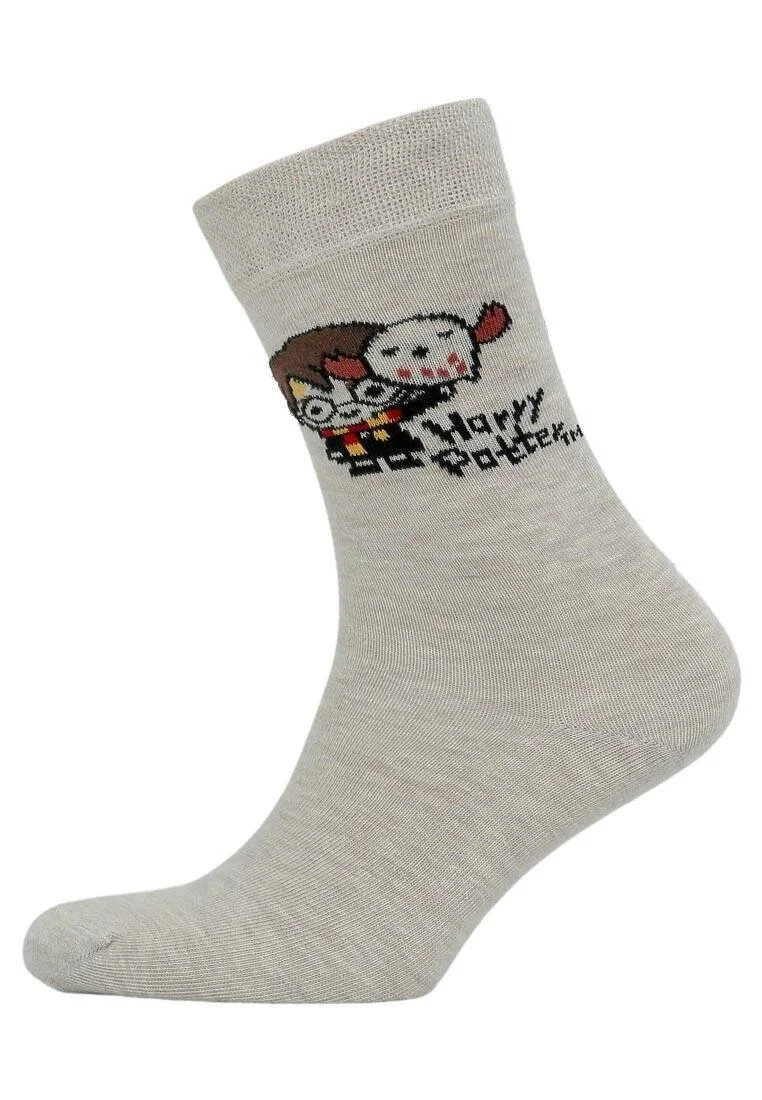 Unisex Vegan Beige Socks - Warner Bros Friends Till Eternity Harry Potter Design